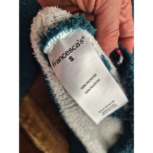 Starry Teal Blue Rain Francescas Knitted Sweater V-Neck Twist Front S - Picture 4 of 4